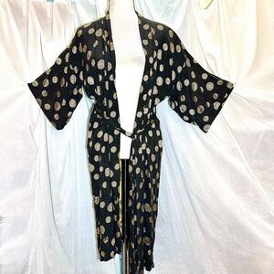 Tu-Ahn Brocade Embroidered Longevity Kimono Robe Sz M